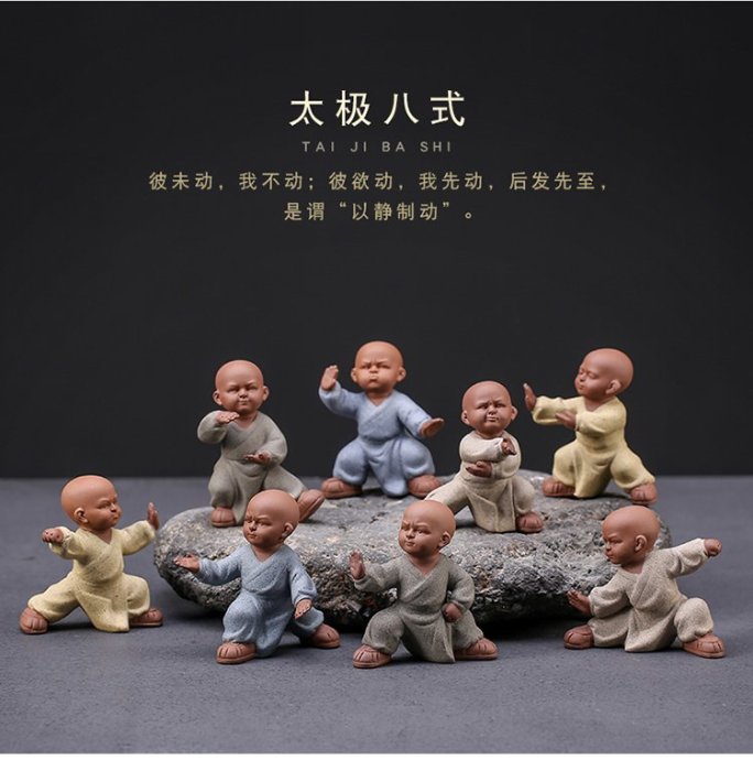 創意陶瓷功夫太極八式人物公仔--雕塑禪意擺件／桌面擺件／辦公室個性