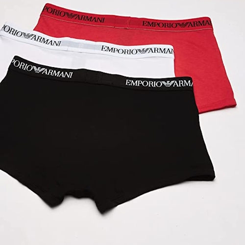 Emporio Armani 男經典棉質三件裝四角內褲(黑色橘色/白 …