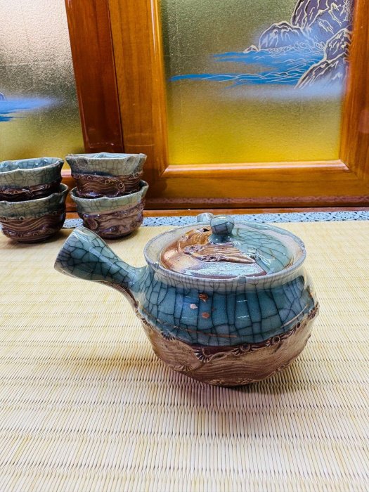 嚴選日本相馬老松枝壺，五杯組陶瓷古董精品，尺寸820。瓷器專送確保