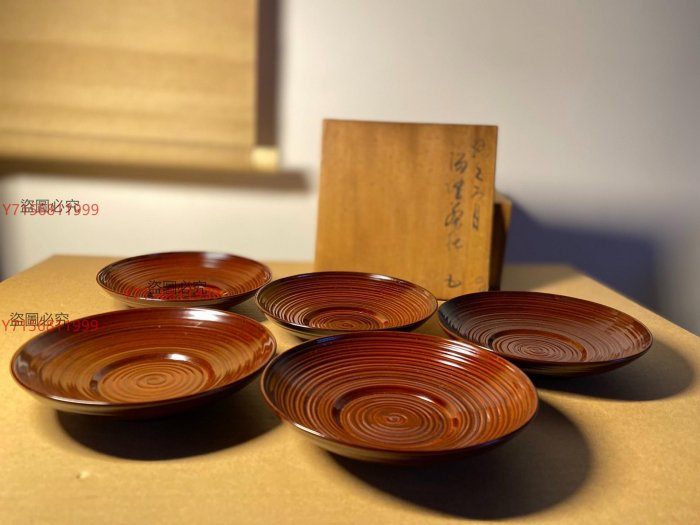 京都名匠鈴木表朔作の一閑塗茶托5客漆器茶道具古美術サイズ(約)徑13.5