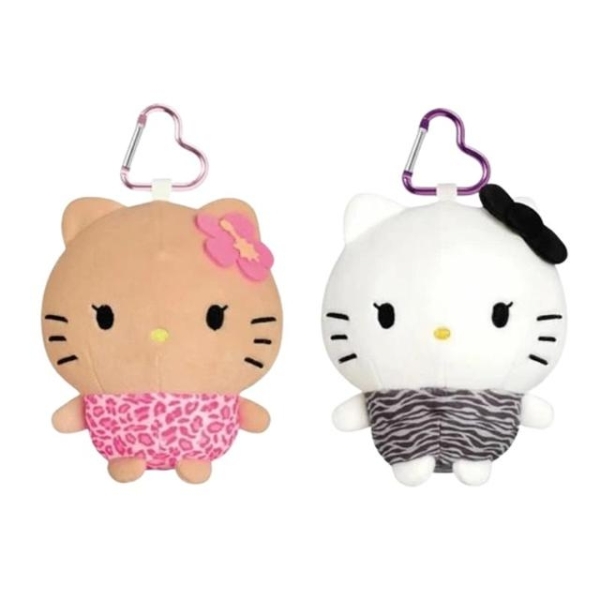 小禮堂 Sanrio 三麗鷗 Hello Kitty 愛心扣環胖胖絨毛零錢包 (動物紋)