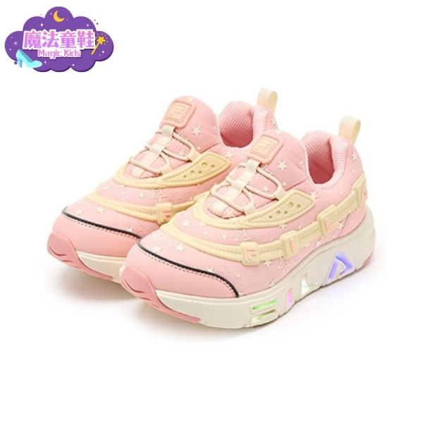魔法童鞋｜FILA KIDS 斐樂 GGUMI LIGHT STAR 運動鞋 慢跑鞋 懶人鞋 無鞋帶 燈鞋 中童 2-C159A-660