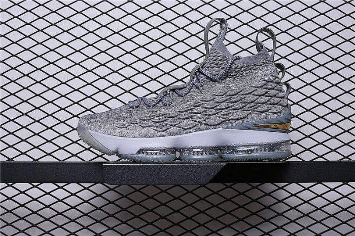NIKE LEBRON XV LBJ15 詹姆斯 灰金 編織 籃球鞋 男鞋897649-005【ADIDAS x NIKE】