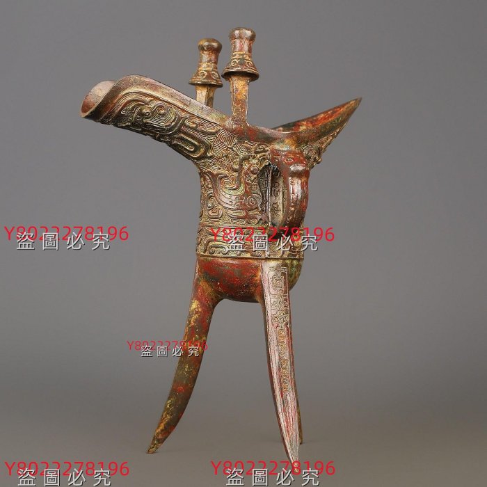 西周_青銅鳳鳥紋爵杯重1500克，長21厘米，高29厘米舊藏收藏古玩【老王