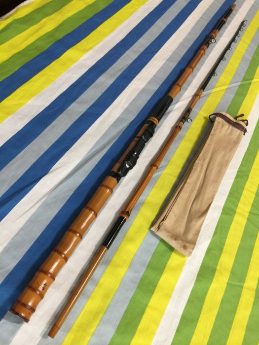 日本製頂級鯨穗調竹竿江戶和竿名師手作小物並繼船竿164cm 五尺半黑鯛竿