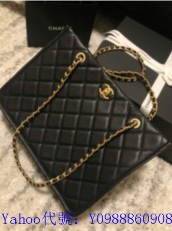 里昂二手正品  CHANEL 香奈兒 黑色 海軍藍 AS2360 荔枝紋 托特包 購物袋 肩背包 21新款