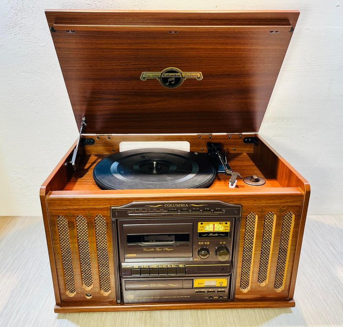 【JP.com】日本 COLUMBIA GP-28 音聽箱 復古造型 黑膠唱盤 CD 收音機 卡帶 音響