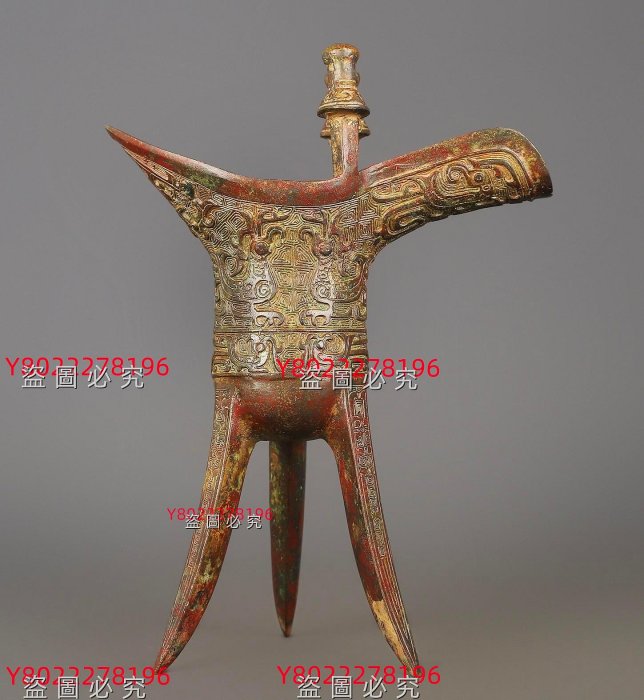 西周_青銅鳳鳥紋爵杯重1500克，長21厘米，高29厘米舊藏收藏古玩【老王