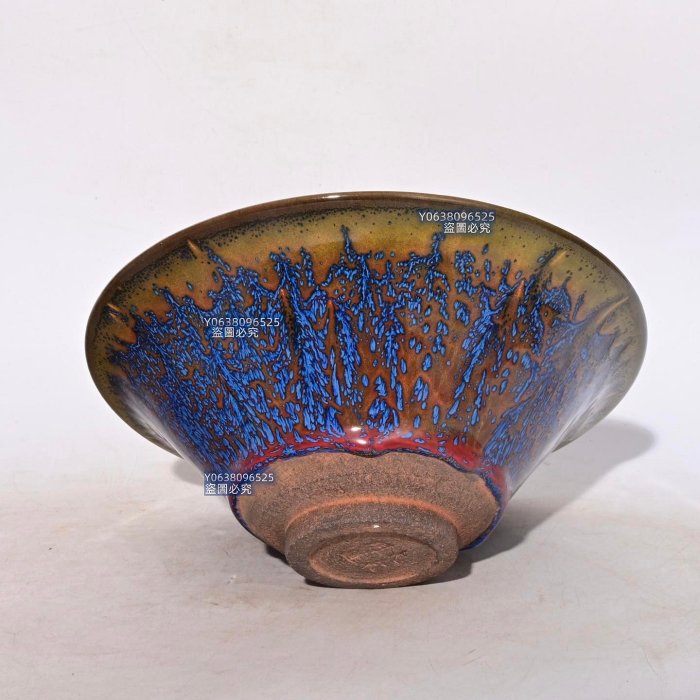 宋時代 古陶磁器 鈞窯 茶盞 杯盞 建盞 茶道具 置物 時代物 古董品 宋建窯大宋明道款曜變釉盞，高8.2×21.5釐米300723 鈞窯汝瓷官窯二手