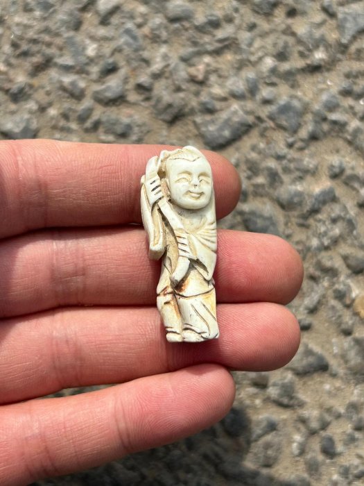 中国清時代　古美術 和田玉佛手壽星置物 古』 清 和田玉白玉童子擺件 重量66g骨董 書道具 和田玉 和田白玉