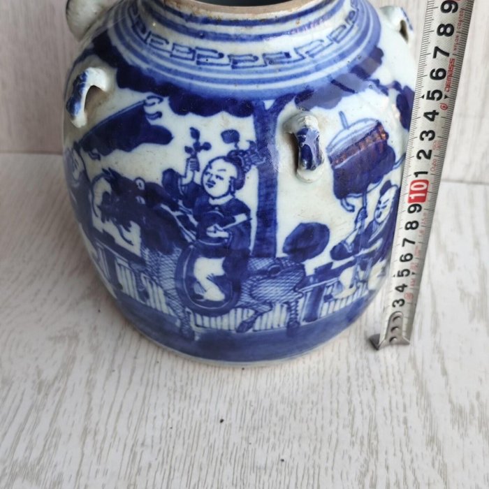 清代青花麒麟送子四系茶壺大器型古雅繪工優美質感細膩發色一流獅象瑞獸