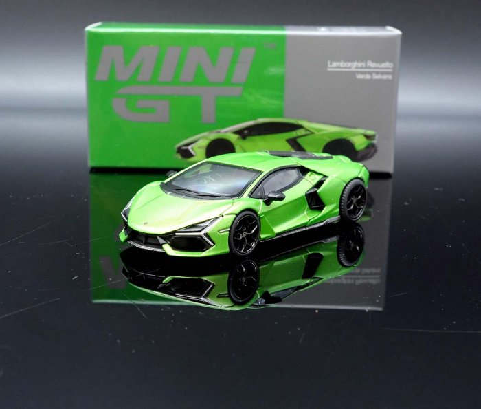 Voiture Miniature Mini GT 1/64 - Lamborghini Revuelto Verde Selvans - Boîte Scellée