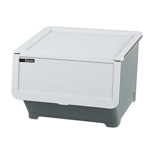 KEYWAY聯府 Hello前開式整理箱38L(灰)【4件超值組】 台灣製 可堆疊 置物 收納 整理【愛買】