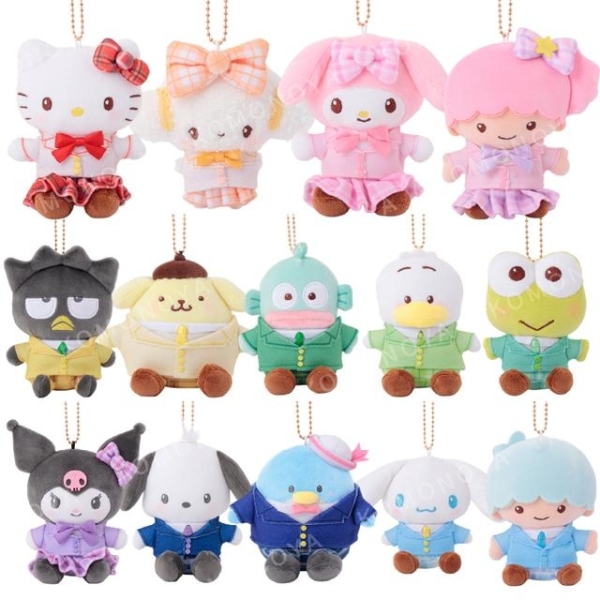 小禮堂 Sanrio 三麗鷗 絨毛玩偶吊飾 (制服款) Kitty 美樂蒂 大耳狗 雙子星