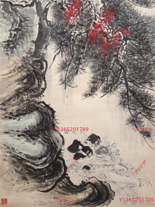 A 黎雄才紙本山水立軸畫心尺寸67.5x137.5厘米舊藏字畫收藏【愛藏