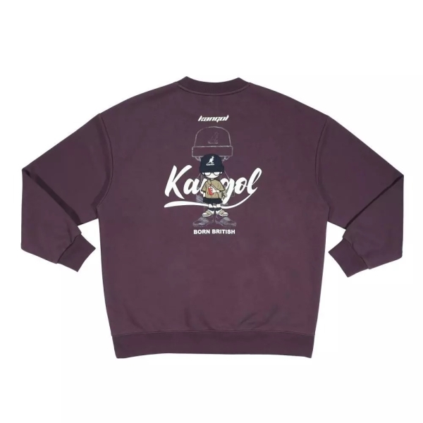KANGOL 大學T 紫色 毛帽 人物繡花 上衣 中性 6555101192