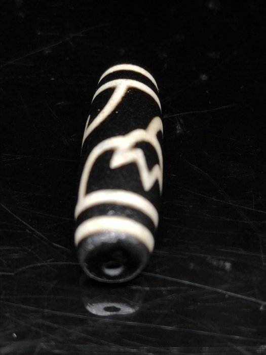 西藏天珠四線蓮花天珠37.5mm 黑瑪瑙特殊滲透工藝黑白分明高品質特價350