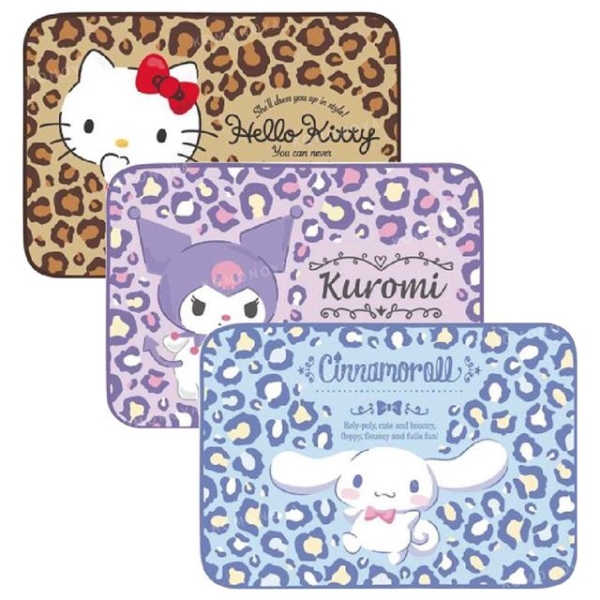 小禮堂 Sanrio 三麗鷗 絨毛毛毯 100x70cm (豹紋款) Kitty 大耳狗 酷洛米