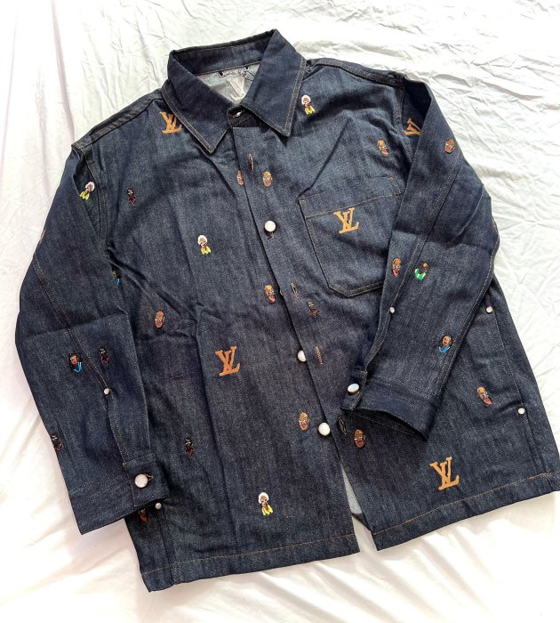 LOUIS VUITTON LV 牛仔藍 刺繡襯衫外套 超有型 重磅 48 9成新