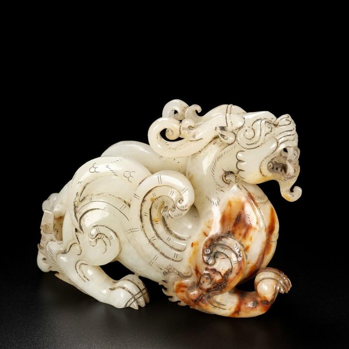 可議價舊藏，和田玉，名稱：玉貔貅擺件，尺寸：長15寬6高10厘米，重量