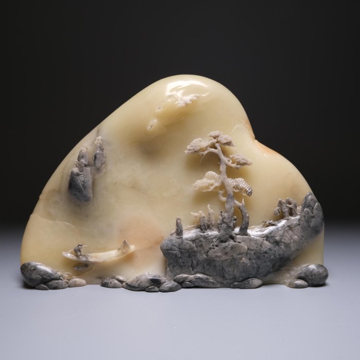 名家壽山石芙蓉江村送别圖石痴作| Yahoo拍賣