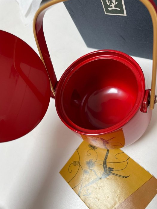 日本制輪島涂朱色大漆木胎大漆，屠蘇酒壺，漆器，銚子，全新未使用，原