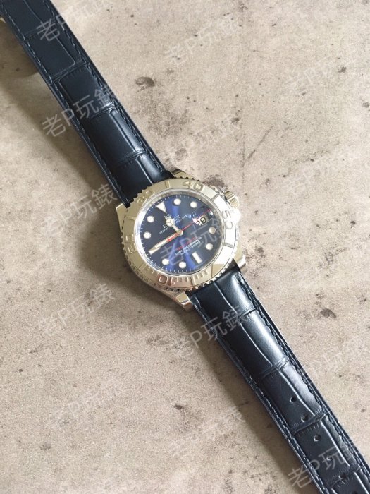 老P玩錶 勞力士代用 牛皮錶帶 鱷魚皮紋 20mm 遊艇示範 用類omega 摺疊扣 咖啡 黑 黑水鬼 綠水鬼 參考