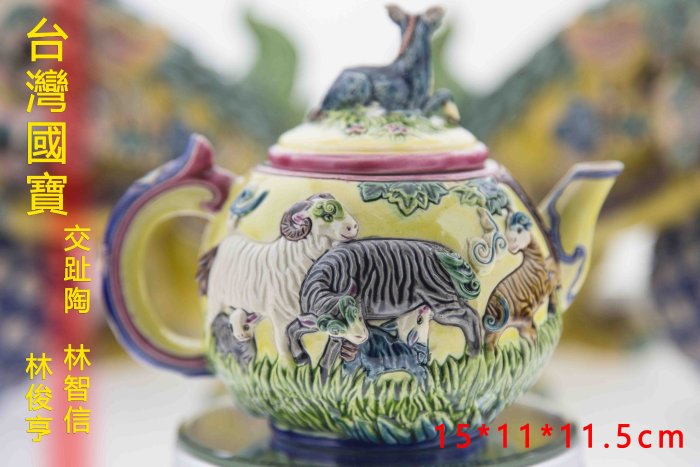 獅子形　置物　智盧　陶光　林智信　林俊亨作　交趾焼　陶磁器　台湾交趾 台湾 交趾焼 双獅(林 智信 作) - メルカリ
