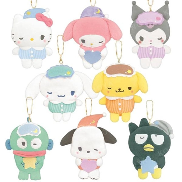 小禮堂 Sanrio 三麗鷗 絨毛玩偶吊飾 (睡衣款) Kitty 美樂蒂 大耳狗 布丁狗