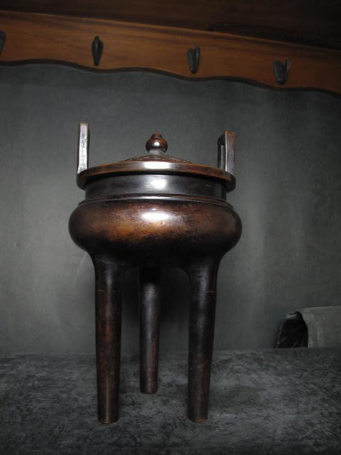 老銅爐◎ 蓋式沖耳三足鼎爐燻香爐【琴書侶款】 | Yahoo拍賣