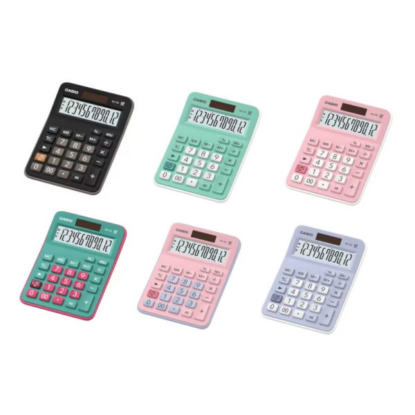CASIO卡西歐 實用型 桌上迷你計算機(MX-12B)-黑/天藍/粉/粉藍/綠/綠粉