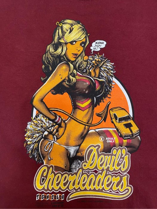 Rockin'Jelly Bean Devil's Cheerleaders T-Shirt酒紅色,size=s