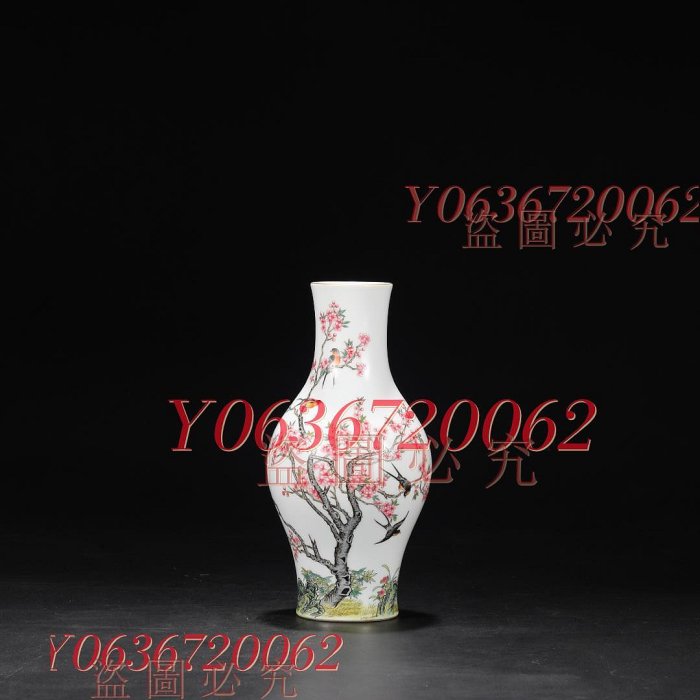 可議價！清代雍正琺瑯彩喜上眉梢橄欖瓶尺寸：高25.5公分口瓷器老瓷陶瓷