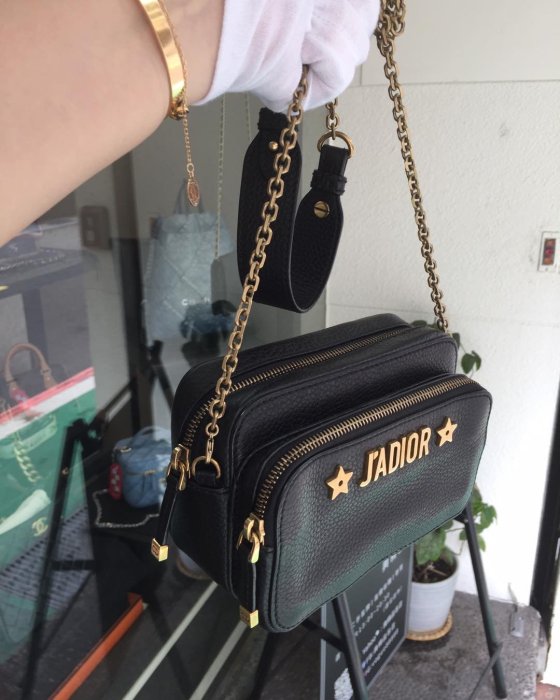 典精品 Christian Dior 迪奧 J 'ADIOR / Jadior 黑金 雙層 拉鏈 相機包 斜背包 現貨