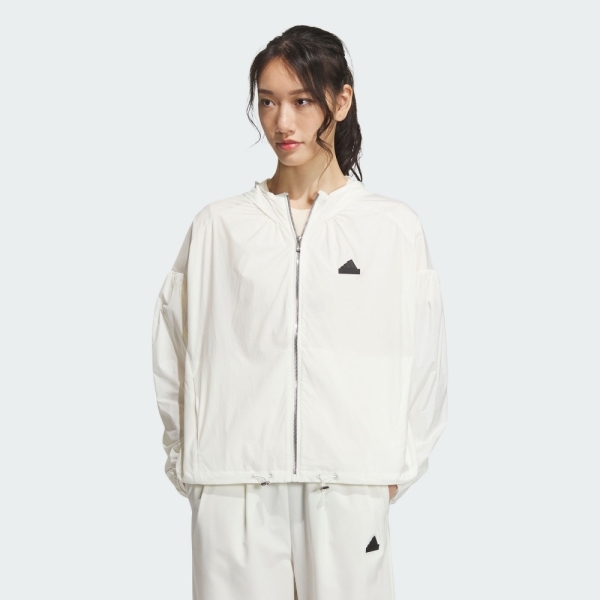 ADIDAS 外套 TECH UPF HD JKT 米色 抽繩 連帽 風衣外套 女 IM8837