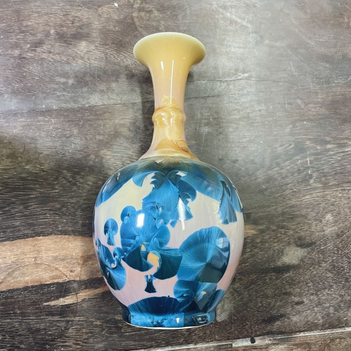 青松窯 結晶釉 壺 花瓶 花入 花生 フラワーベース 結晶釉青松窯花瓶_高23寬11公分| Yahoo拍賣