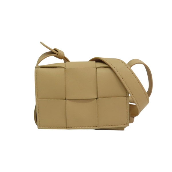 淺褐色 編織羊皮 Mini Cassette 肩背包【BOTTEGA VENETA BV 寶緹嘉】 【二手名牌BRAND OFF】