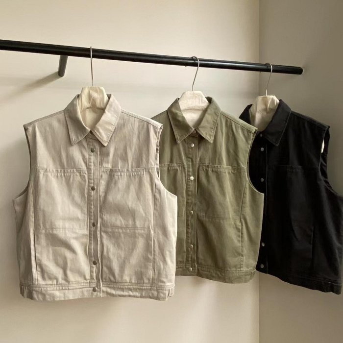 親飛韓國選品・實搭單品！牛仔挺料外搭背心  現貨・ 正韓服飾 中大尺碼