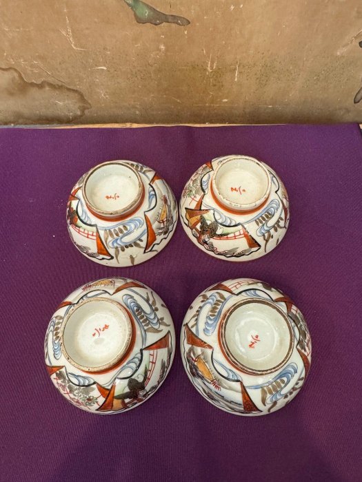 嚴選中古日本江戶明治時期九谷茶杯，全手繪極老瓷器，無沖口完好，底足