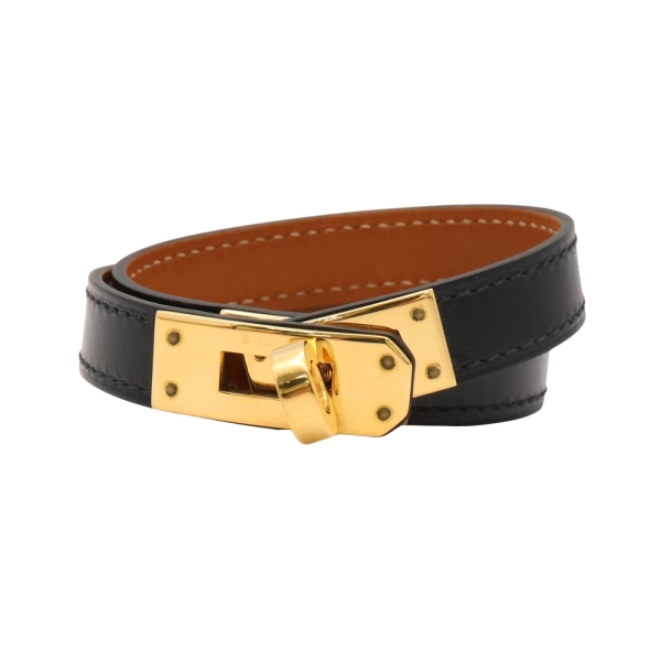 HERMES 愛馬仕 Kelly Double Tour 手環 黑色 Box牛皮 金釦 Y刻 【二手名牌BRAND OFF】