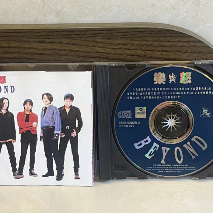 BEYOND《樂與怒》1993年香港華納A版CD，歌詞94成新無壓痕，碟片93成新