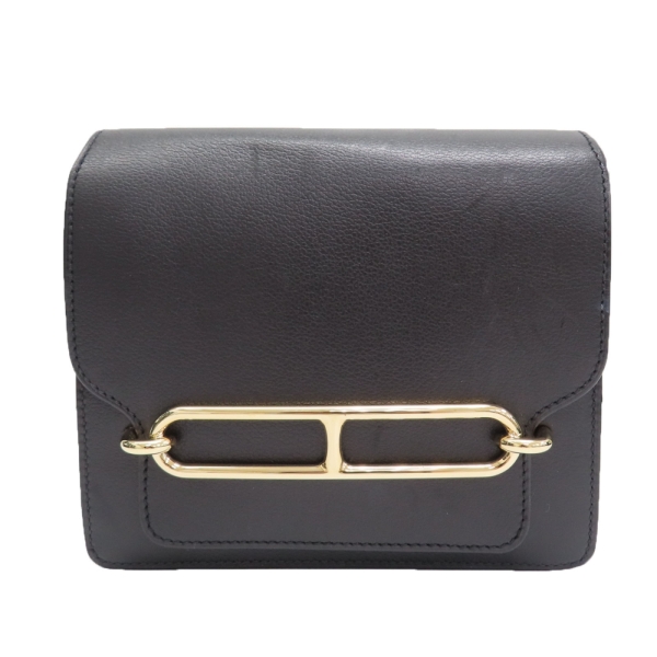 HERMES 愛馬仕 Roulis Mini 肩背包 黑色 Evercolor牛皮 W刻 金釦 H071205CP89 【二手名牌BRAND OFF】