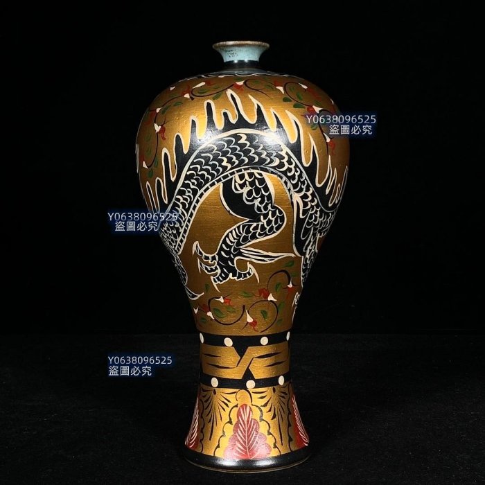 宋汝窯青龍寺御製款彩繪龍紋梅瓶，高29直徑14cm，4001643 官窯汝瓷建窯