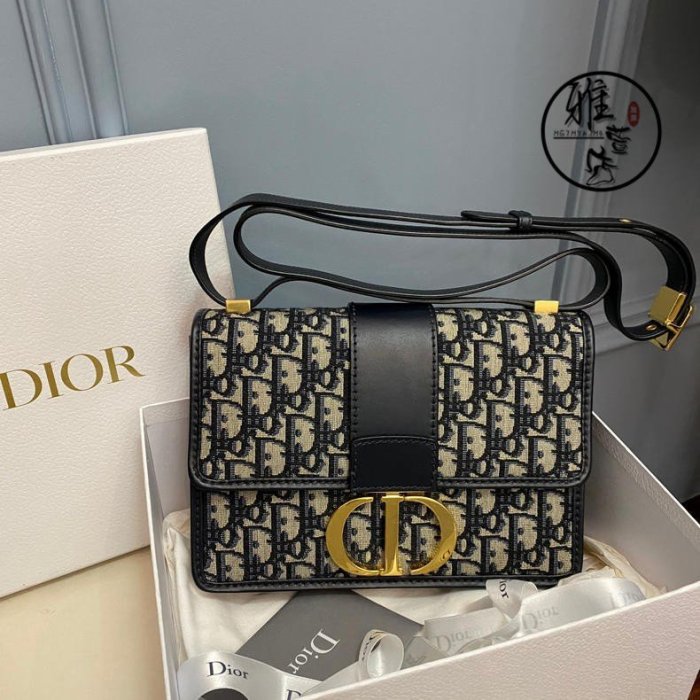 雅萱二手 Dior(迪奧)Oblique montaigue老花帆布蒙田30 郵差包 蒙田包 CD按扣單肩斜背包
