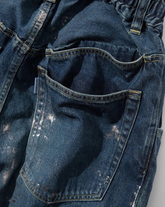 CLESSTE SILVER PRINT VINTAGE WASH SELVEDGE DENIM WIDE PANTS 牛仔褲