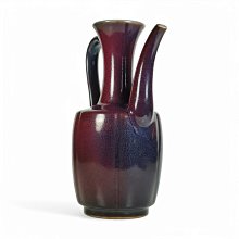 博古珍藏》宋．鈞窯天青釉紫紅斑執壺．附錦盒．早期收藏．老件茶具茶壺