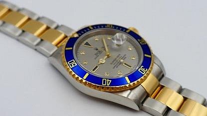 【美好時光】罕見末代灰鑽（會賺）極美品ROLEX勞力士16613SG灰色鑽面Serti Dial