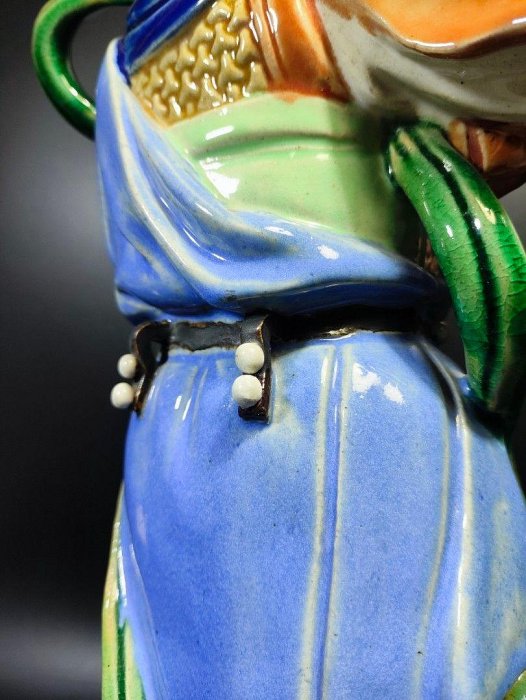 早期石灣陶老件-大型風調雨順之多聞天王#01（名家：林偉東）高45公分