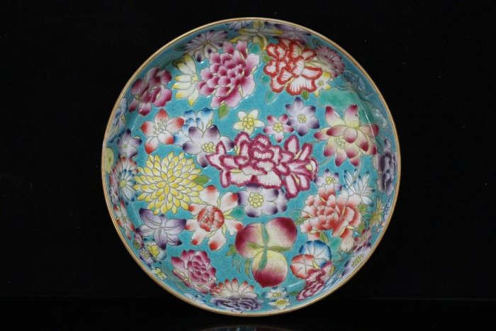 乾隆年製 中国美術 粉彩百花不落地/花詰 28cm 大皿 盛皿 乾隆粉彩百花不落地洗寬14.8厘米高3厘米編號9800k57690549216禦窯