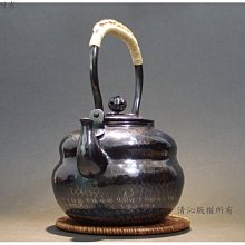 ☆清沁苑☆日本茶道具~秀峰堂瓢型銀瓶湯沸鎚起銅銀仕上燻銀~c923